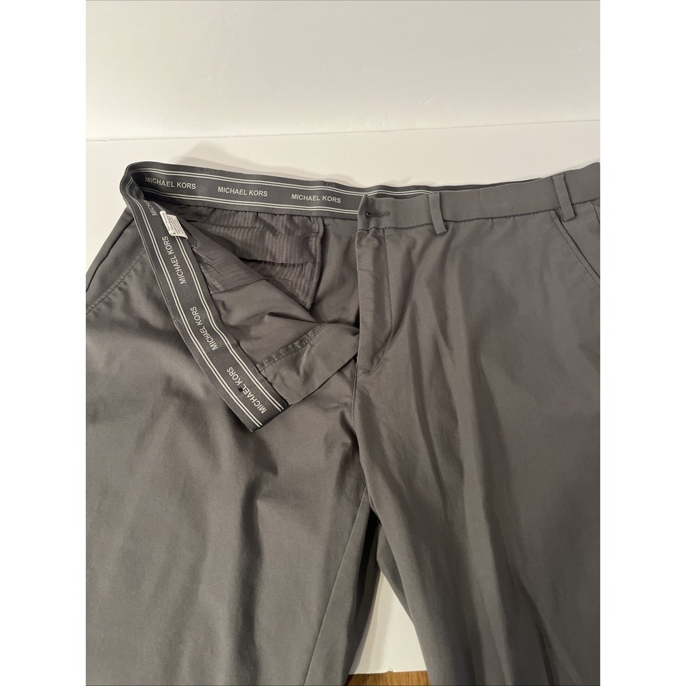 Michael Kors Mens Classic Dress Pants 38W 30L Gray Solid Stretch Flat Front